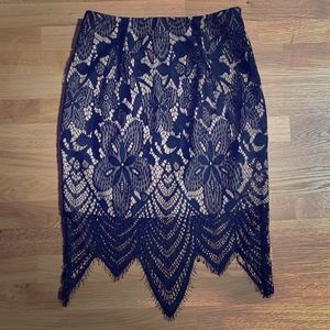 TOBI Black Lace Midi Skirt